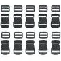EesTeck 10 Set 1 Inch Flat Dual Adjustable Plastic Quick Side Release Plastic Buckles and Tri-Glide Slides for Luggage Straps Pet Collar Backpack Repairing (Black, Fit for 1”/25mm Webbing Straps)