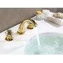 Aposhion Luxury Gold Finish Bathroom Faucet with Crystal Knobs 3 Holes Bath Sink Waterfall Basin Mixer Tap