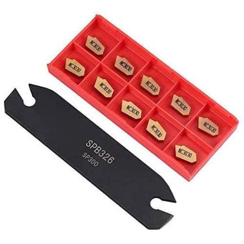 Tanice SPB26-3 26mm Parting Grooving Cut-Off Tool with 10pcs GTN-3 SP300 Insert for Steel Semi-finishing