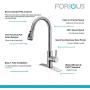 FORIOUS Kitchen Faucet with Pull Down Sprayer Brushed Nickel, High Arc Single Handle Kitchen Sink Faucet with Deck Plate, Commercial Modern rv Stainless Steel Kitchen Faucets, Grifos De Cocina