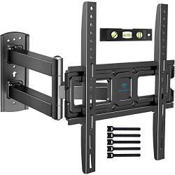 PERLESMITH TV Wall Mount Bracket Full Motion Single Articulating Arm for Most 32-55 Inch LED, LCD, OLED, Flat Curved TVs with Tilt, Swivel and Rotation up to 77lbs VESA 400x400mm