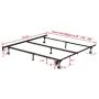 Kings Brand Furniture 7-Leg Adjustable Metal Bed Frame with Center Support Rug Rollers and Locking Wheels for Queen/Full/Full XL/Twin/Twin XL Beds