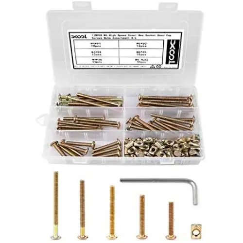 Bolts Nuts Kit, M6 Hex Socket Head Cap Screws Nuts 110PCS for Crib Bunk Bed Furniture Cot, Barrel Bolt Nuts Hardware Replacement Kit Made of Plated Zinc High Speed Steel, 1 Hex Key for Free Bolts Nuts Kit, M6 Hex Socket Head Cap Screws Nuts 110PCS for Crib Bunk Bed Furniture Cot, Barrel Bolt Nuts Hardware Replacement Kit Made of Plated Zinc High Speed Steel, 1 Hex Key for Free