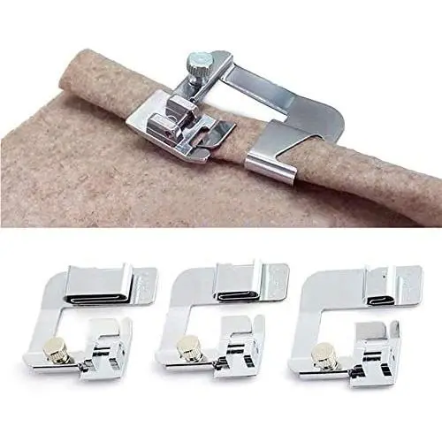 ANYQOO 3 Sizes Rolled Hem Pressure Foot Sewing Machine Presser Foot Hemmer Foot Set (1/2 Inch, 3/4 Inch, 1 Inch) for Singer, Brother, Janome and Other Low Shank Adapter (Rolled Hem Presser Feet)
