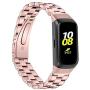 Compatible with Samsung Galaxy Fit SM-R370 Bands, Galaxy Fit Watch Band Solid Stainless Steel Metal Replacement Bracelet Strap for Galaxy Fit SM-R370 Smart Watch, Adjustable (Rosepink)