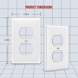 Enerlites Duplex Wall Plates Kit , model 8821-W Home Electrical Outlet Cover, 1-Gang Standard Size, Unbreakable Polycarbonate Material, White - 10 pack