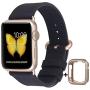 JSGJMY Compatible with Apple Watch Band 38mm 40mm 42mm 44mm Women Men Genuine Leather Replacement Strap for iWatch Series SE 6 5 4 3 2 1 (Black with Champagne Gold Clasp, 38mm/40mm S/M)