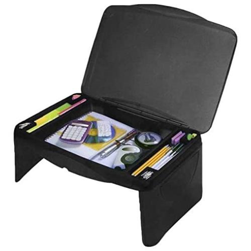 Folding Lap Desk, Laptop Desk, Breakfast Table, Bed Table, Serving Tray - The lapdesk Contains Extra Storage Space and dividers & Folds Very Easy, Great for Kids, Adults, Boys, Girls, (Black)