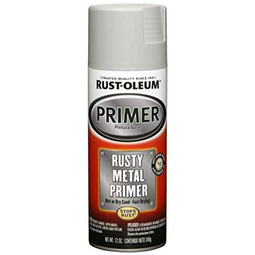 Rust-Oleum 249331 Automotive Rusty Metal Primer Spray Paint, 12 oz, Light Gray