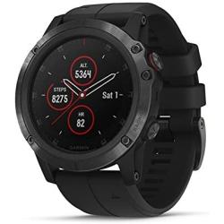 Garmin fenix 5 Plus, Premium Multisport GPS Smartwatch, Features Color Topo Maps, Heart Rate Monitoring, Music and Contactless Payment, Black with Black Band