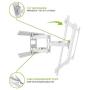 Kanto PDX650W Full Motion Articulating TV Wall Mount for 37-inch to 75-inch TVs | Low Profile with 22'' Extension | Integrated Cable Management | Swivel and Tilt Capable | White
