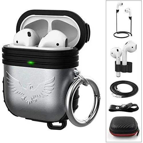 HALLEAST Compatible AirPods 2 Case Cover Wireless Charging, Front LED Visible, 2019 Protective Skins Wraps Compatible Apple AirPods 1 & 2 Case