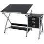 HomGarden Adjustable Drawing Desk Drafting Table Folding Art Craft Table Station w/Stool and 3 Storage Drawers