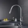 WEWE Single Handle High Arc Brushed Nickel Pull Out Kitchen Faucet,Single Level Stainless Steel Kitchen Sink Faucets with Pull Down Sprayer
