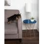 Kate and Laurel Mendel Round Metal End Table, Blue Top with Rose Gold Base