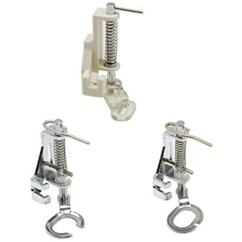 3pcs Large Metal Darning/Free Motion Sewing Machine Presser Foot for All Low Shank Brother Singer Babylock Janome and More Sewing Machines - Include Close Toe, Open Toe and Quilting Foot