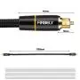 FIRBELY Digital Optical Audio Toslink Cable Male to Male- 24K Glod Plated Metal Connectors and Braided Jacket 10 feet