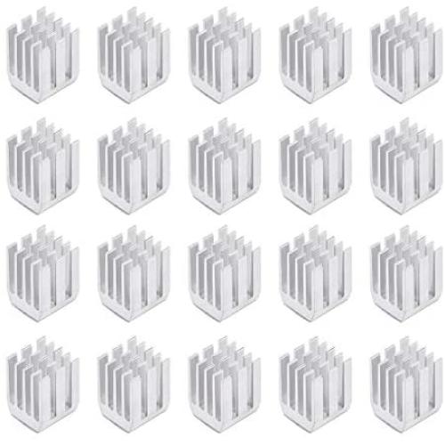 uxcell Heatsink with Thermal Conductive Adhesive Tape 9 x 9 x 12mm Silver 20pcs