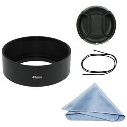 SIOTI Camera Standard Focus Metal Lens Hood with Cleaning Cloth and Lens Cap Compatible with Leica/Fuji/Nikon/Canon/Samsung Standard Thread Lens