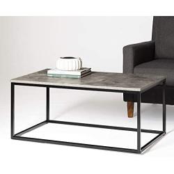 Walker Edison Modern Metal Frame Open Rectangle Coffee Accent Living Room Ottoman End Table, 42 Inch, Dark Concrete