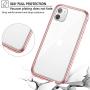 SURITCH Clear Case for iPhone 11, [Built in Screen Protector][9H Tempered Glass Back][Metallic Electroplated] Shockproof Hard Full Body Protection Silicone Bumper Cover for iPhone 11 6.1''(Rose Gold)