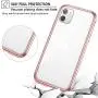 SURITCH Clear Case for iPhone 11, [Built in Screen Protector][9H Tempered Glass Back][Metallic Electroplated] Shockproof Hard Full Body Protection Silicone Bumper Cover for iPhone 11 6.1''(Rose Gold)