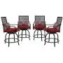 PHI VILLA Patio Outdoor Swivel Bar Stools Set of 4 Patio Bar Height Bistro Dining Chairs Garden Furniture Sets All Weather Metal Frame with Red Cushion PHI VILLA Patio Outdoor Swivel Bar Stools Set of 4 Patio Bar Height Bistro Dining Chairs Garden Furniture Sets All Weather Metal Frame with Red Cushion