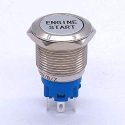 Taiss 12V 19mm Momentary Blue LED Illuminated Car Engine Start Push Button Switch 1NO 1NC 3/4'' Mounting Hole Silver Stainless Steel Metal Toggle Switch For Car Boat Part Modification TM19-Start -Bu