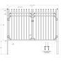 XCEL - Black Steel Anti-Rust Fence Gate - Sharp End Pickets - 4ft W x 5ft H - Easy Installation Kit, for Residential, Outdoor, Yard, Patio, Entry Way, 3-Rail Metal Gate