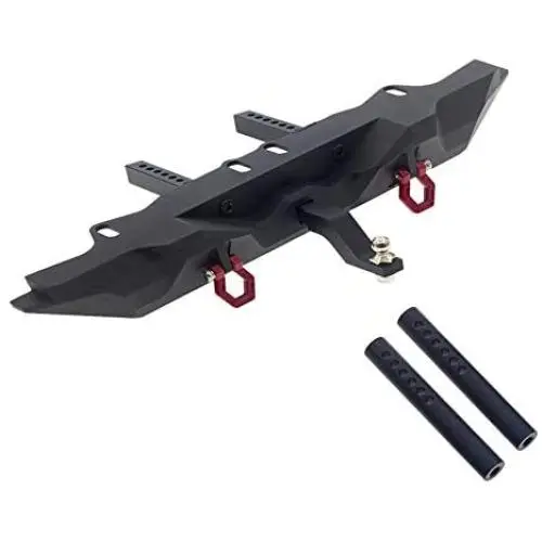 JVSISM Metal Rear Bumper with Trailer Hitch for 1/10 RC Crawler Car TRX4 Axial SCX10 III AXI03007 Upgrade Parts,Black