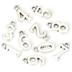 Number Pendant Charms, 0-9, 3 Sets (30 Pieces), DIY Crafts Jewelry Making, Personalization (Silver Tone)