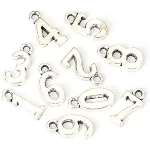Number Pendant Charms, 0-9, 3 Sets (30 Pieces), DIY Crafts Jewelry Making, Personalization (Silver Tone) Number Pendant Charms, 0-9, 3 Sets (30 Pieces), DIY Crafts Jewelry Making, Personalization (Silver Tone)