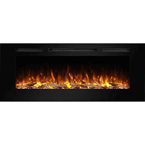PuraFlame Alice 50 Inches Recessed Electric Fireplace, Flush Mounted for 2 X 6 Stud, Log Set & Crystal, 1500W Heater, Black PuraFlame Alice 50 Inches Recessed Electric Fireplace, Flush Mounted for 2 X 6 Stud, Log Set & Crystal, 1500W Heater, Black
