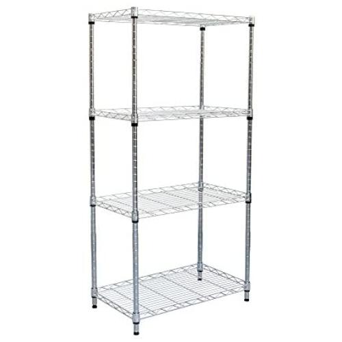 Mind Reader 4 Shelf Metal All Purpose Heavy Duty Adjustable Shelving Unit, Silver