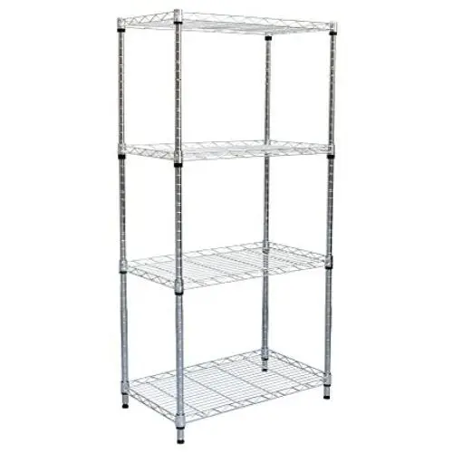 Mind Reader 4 Shelf Metal All Purpose Heavy Duty Adjustable Shelving Unit, Silver Mind Reader 4 Shelf Metal All Purpose Heavy Duty Adjustable Shelving Unit, Silver