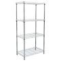 Mind Reader 4 Shelf Metal All Purpose Heavy Duty Adjustable Shelving Unit, Silver