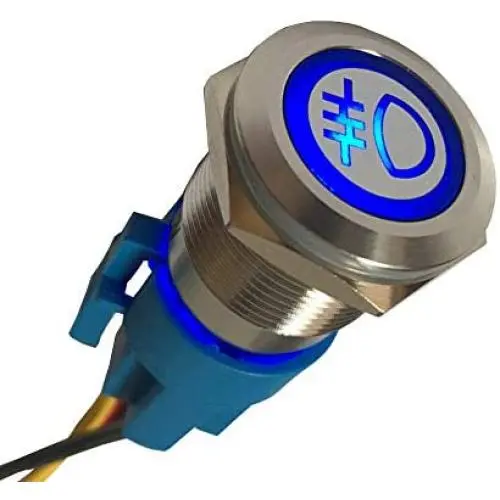 Etopar 12V 5A 19mm Car Auto Blue LED Light Lamp Rear Fog Push Button Stainless Steel Metal Toggle Switch Socket Plug