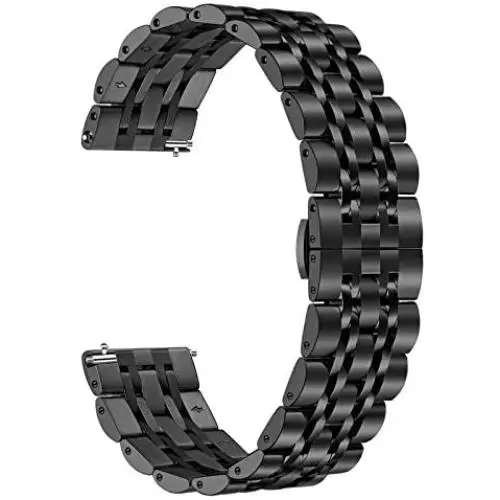 TRUMiRR Band for Samsung Galaxy Watch 42mm / Watch 3 41mm / Active 2 40mm 44mm, 20mm Solid Metal Stainless Steel Watchband Butterfly Buckle Strap Bracelet for Garmin Vivoactive 3 / Venu