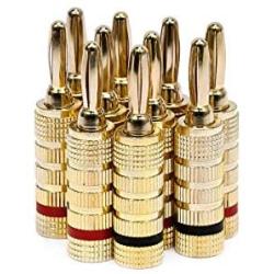 Monoprice 109436 Gold Plated Speaker Banana Plugs – 5 Pairs – Closed Screw Type, For Speaker Wire, Home Theater, Wall Plates And More