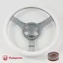 15.5'' Gun Metal Billet Steering Wheel Half Wrap with Horn Button-White 15.5'' Gun Metal Billet Steering Wheel Half Wrap with Horn Button-White
