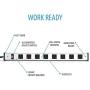 V7 PWS2308-1N 8-Outlet Horizontal Industrial Metal Power Strip 125V, 15A, 12-ft. Cord, 5-15R