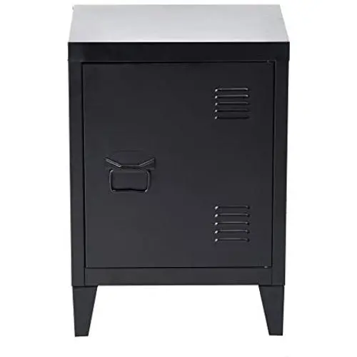 HouseinBox Low Standing Locker Organizer Side End Table Office File Storage Metal Cabinet Cupboard Unit Detachable 4 Legs,Size:15.9 x 12 x 22.6 (Black)