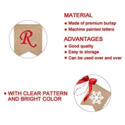 Merry Christmas Burlap Banners Garlands with Ribbon Bows for Xmas Party Decoration Photo Prop