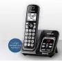 Panasonic Rugged Link2Cell Bluetooth Cordless Phone with Voice Assist, One-Touch Call Block and Answering Machine - 3 Standard Handsets + 1 Rugged Handset - KX-TGD584M2 (Black)