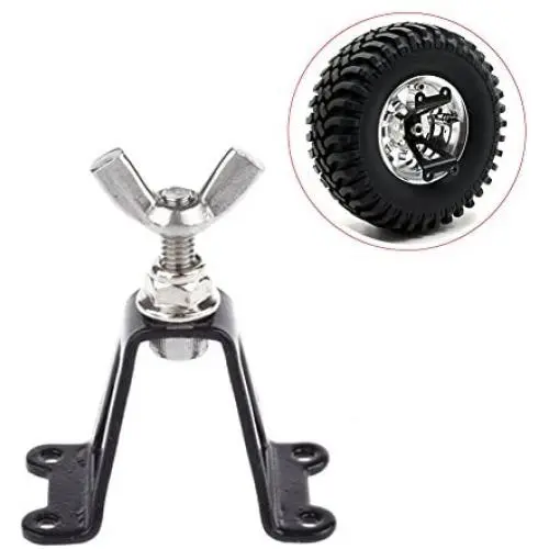 1/10 Spare Tire Rack, LAFEINA Metal Rear Spare Tyre Bracket Wheel Holder Carrier for 1/10 Axial SCX10 RC4WD D90 Tamiya CC01 RC Crawler Car