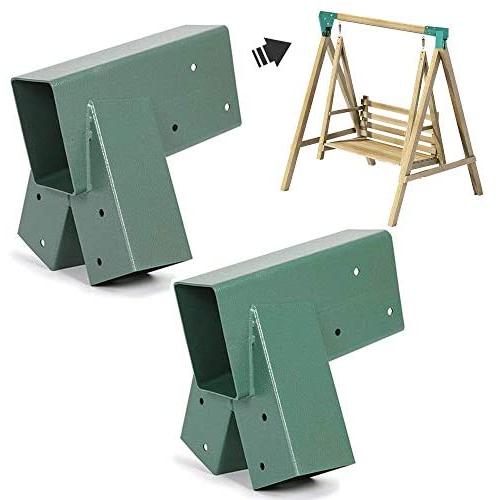 ECOTRIC Heavy Duty Steel A-Frame Swing Set Mounting Bracket Green w/ Mounting Hardware (2 Brackets)