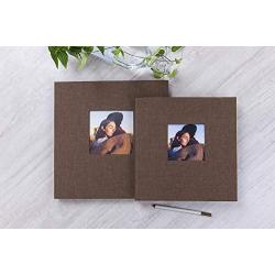 potricher 13.2x12.8 Inch Large Self Adhesive Photo Album Sticky 3x5 4x6 5x7 6x8 8x10 8.5x11 Magnetic Scrapbook Album 40 Pages Linen Cover DIY Photo Album with A Metallic Pen (Brown)