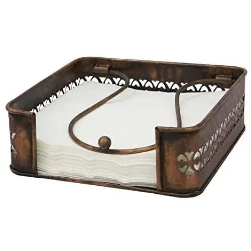 Stonebriar Rustic Copper Metal Table Top Napkin Holder, Decorative Napkin Tray for Dining Table and Kitchen, Horizontal Display Stonebriar Rustic Copper Metal Table Top Napkin Holder, Decorative Napkin Tray for Dining Table and Kitchen, Horizontal Display