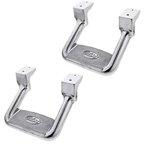 Bully AS-200 Universal Truck Polished Aluminum Side Hoop Step Set 2 Pieces Includes Mounting Brackets - Fits Various Trucks from Chevy (Chevrolet), Ford, Toyota, GMC, Dodge RAM and Jeep