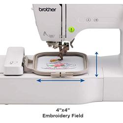 Brother PE535 Embroidery Machine, 80 Built-in Designs, 4'' x 4'' Hoop Area, Large 3.2'' LCD Touchscreen, USB Port, 9 Font Styles